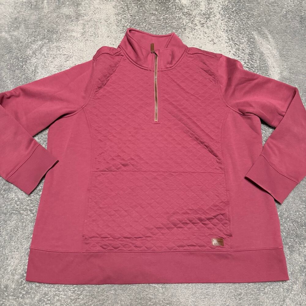 LL Bean Quilted Sweater Women's XXL Quarter Zip Sweatshirt Pink